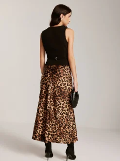 COMMENSE Metal-Button Vest With Leopard Zipper Skirt Set* Skirt Sets|Long Sleeve Sets