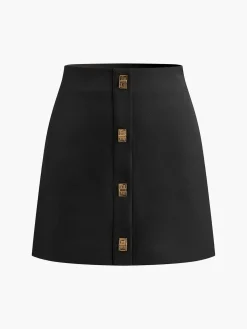 COMMENSE Metal-Decor Zipper Mini Skirt* Skirts|Bottoms