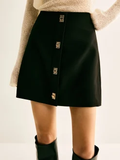 COMMENSE Metal-Decor Zipper Mini Skirt* Skirts|Bottoms