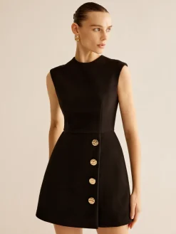 COMMENSE Metal-Decor Zipper Tank Dress* Black Dresses|Casual Dresses