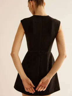 COMMENSE Metal-Decor Zipper Tank Dress* Black Dresses|Casual Dresses