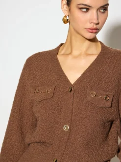 COMMENSE Metal-Detail Button Split Short Cardigan* Knitwear|Tops
