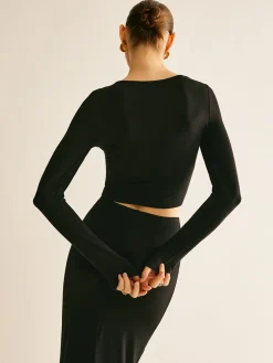 COMMENSE Metal-Detail Cutout Slim Skirt Set* Skirt Sets|Long Sleeve Sets