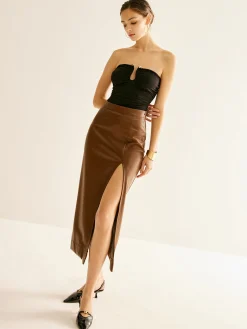 COMMENSE Metal-Detail Cutout Tube Top* Tank Tops & Camis|Tops