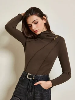 COMMENSE Metal-Detail Piping Jersey Top* T-shirts|Tops