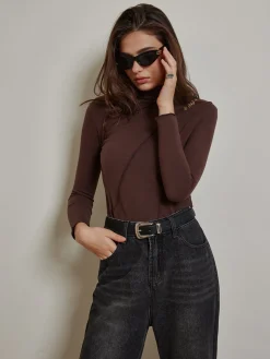COMMENSE Metal-Detail Piping Jersey Top* T-shirts|Tops