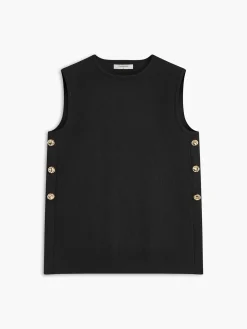 COMMENSE Metal-Detail Plain Sweater Vest* Vests|Knitwear
