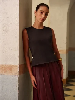 COMMENSE Metal-Detail Regular Fit Sweater Vest* Vests|Knitwear