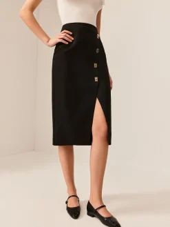 COMMENSE Metal-Detail Split Midi Skirt* Skirts|Bottoms