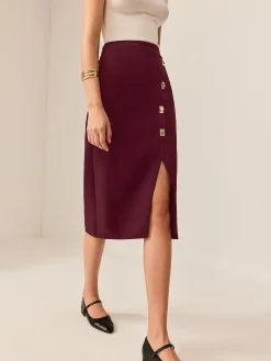 COMMENSE Metal-Detail Split Midi Skirt* Skirts|Bottoms