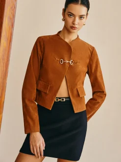 COMMENSE Metal-Detail Suede Jacket* Outerwear|Jackets