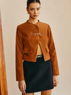 COMMENSE Metal-Detail Suede Jacket* Outerwear|Jackets