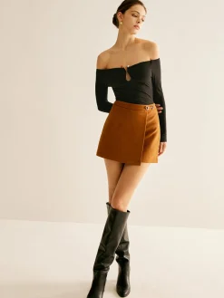 COMMENSE Metal-Detail Suede Mini Skirt* Skirts|Bottoms