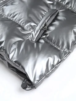 COMMENSE Metallic Puffer Wind Protection Hooded Coat* Outerwear|Coats
