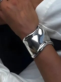 COMMENSE Metallic Wide Cuff Bracelet* Rings & Bracelets|Accessories