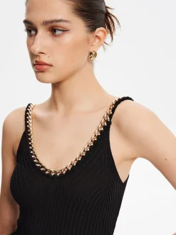 COMMENSE Metal-Trim Spaghetti Strap Sweater Vest* Sweater Vests|Sweaters & Cardigans