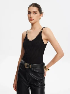 COMMENSE Metal-Trim Spaghetti Strap Sweater Vest* Sweater Vests|Sweaters & Cardigans