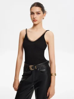 COMMENSE Metal-Trim Spaghetti Strap Sweater Vest* Sweater Vests|Sweaters & Cardigans