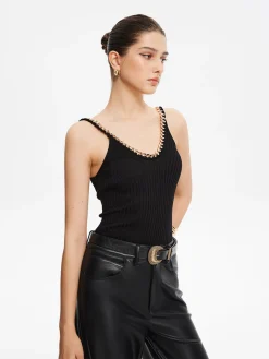 COMMENSE Metal-Trim Spaghetti Strap Sweater Vest* Sweater Vests|Sweaters & Cardigans