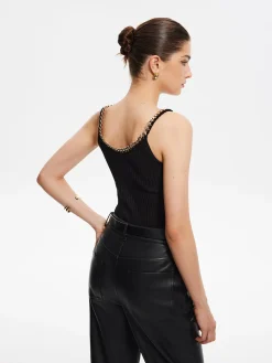 COMMENSE Metal-Trim Spaghetti Strap Sweater Vest* Sweater Vests|Sweaters & Cardigans