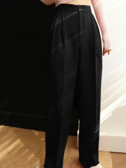 COMMENSE Middle Waist Pleated Tape Pants* Long Sleeve Sets|Pants
