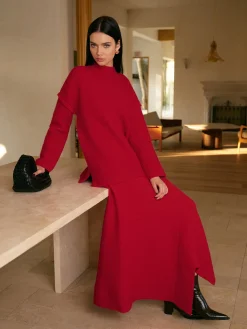 COMMENSE Mid-Waist Asymmetrical Sweater Skirt* Knitwear|Matching Sets