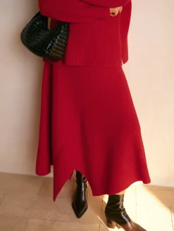 COMMENSE Mid-Waist Asymmetrical Sweater Skirt* Knitwear|Matching Sets