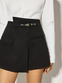COMMENSE Mid-Waist Belt-Design Zipper Skort* Bottoms