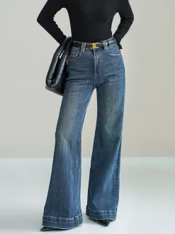 COMMENSE Mid-Waist Bootcut Denim Jeans Without Belt* Jeans|Pants