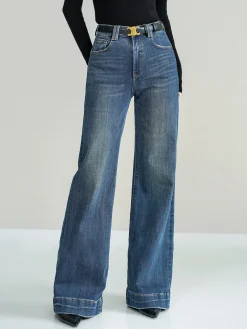 COMMENSE Mid-Waist Bootcut Denim Jeans Without Belt* Jeans|Pants