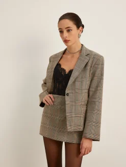 COMMENSE Mid-Waist Checked A-Line Skirt* Skirts|Matching Sets