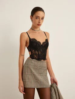COMMENSE Mid-Waist Checked A-Line Skirt* Skirts|Matching Sets