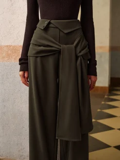 COMMENSE Mid-Waist Knotted Pants* Bottoms