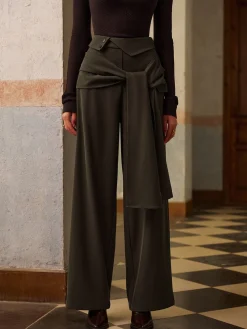COMMENSE Mid-Waist Knotted Pants* Bottoms