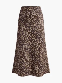 COMMENSE Mid-Waist Leopard Printed Skirt* Bottoms