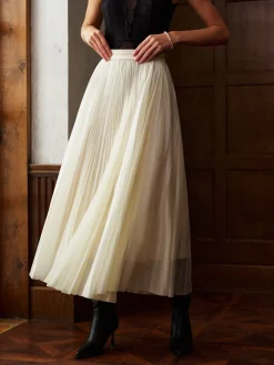 COMMENSE Mid-Waist Pleated Flowy Skirt* Matching Sets|Bottoms