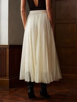 COMMENSE Mid-Waist Pleated Flowy Skirt* Matching Sets|Bottoms