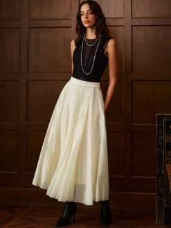 COMMENSE Mid-Waist Pleated Flowy Skirt* Matching Sets|Bottoms