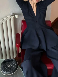 COMMENSE Mid-Waist Ruffle Sweater Pants* Knitwear|Bottoms