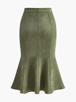 COMMENSE Mid-Waist Suede Pleated Hip-Covering Skirt* Bottoms