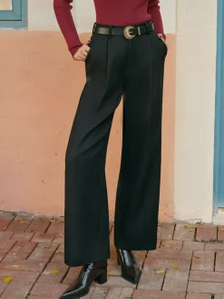 COMMENSE Mid-Waist Tweed Pants Without Belt* Bottoms