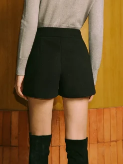 COMMENSE Mid-Waist Tweed Pockets Wide-Leg Shorts* Bottoms