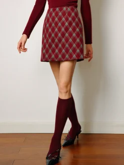 COMMENSE Mid-Waist Tweed Zipper Skirt* Bottoms