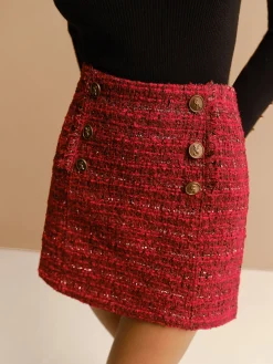 COMMENSE Mid-Waist Tweed Zipper Skirt* Skirts|Bottoms