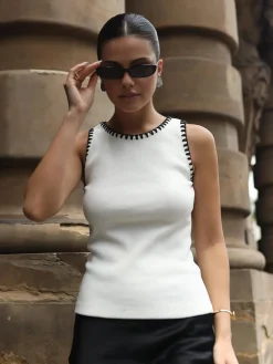 COMMENSE Minimalism Contrast Trim Sweater Vest* Sweater Vests|Sweaters & Cardigans