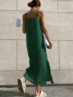 COMMENSE Minimalism Cotton Cami Long Dress* Casual Dresses|Vacation Dresses