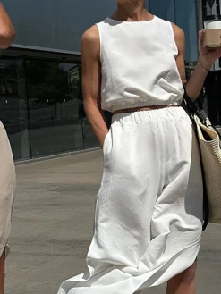 COMMENSE Minimalism Solid Split Pants Set* Pants Sets|Matching Sets