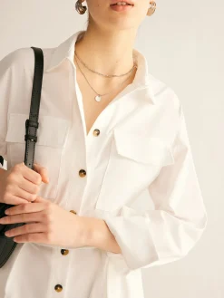 COMMENSE Minimalist Button Polo Jumpsuit With Belt* White Dresses|Jumpsuits & Rompers