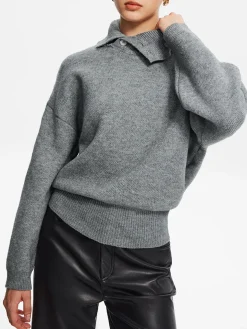 COMMENSE Minimalist Button Turtleneck Sweater* Sweater Tops|Sweaters & Cardigans