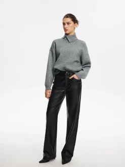 COMMENSE Minimalist Button Turtleneck Sweater* Sweater Tops|Sweaters & Cardigans